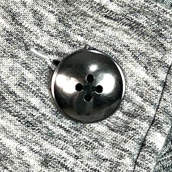 CAbi Gray Hourglass Heather Marled Gray Fleece Jacket M # 596 Metallic Buttons - Picture 4 of 12